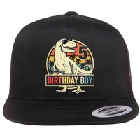 5 Year Old 5th Birthday T Rex Dinosaur Flat Bill Trucker Hat