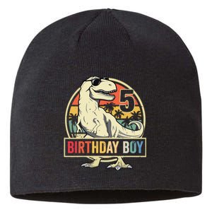 5 Year Old 5th Birthday T Rex Dinosaur Sustainable Beanie