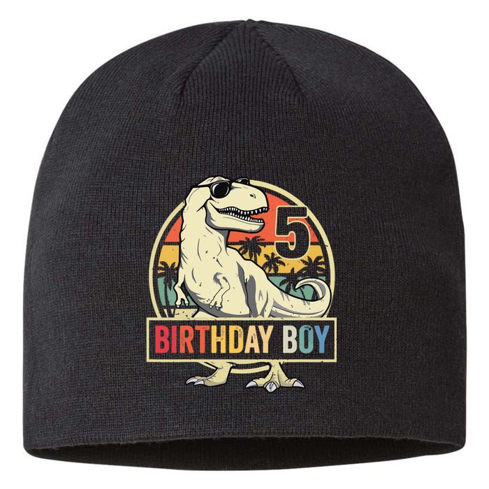 5 Year Old 5th Birthday T Rex Dinosaur Sustainable Beanie