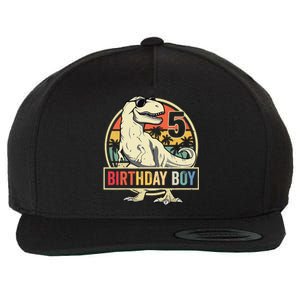 5 Year Old 5th Birthday T Rex Dinosaur Wool Snapback Cap