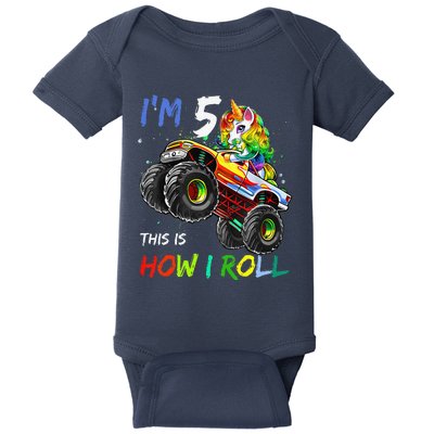 5 Years Old Unicorn Monster Truck 5th Birthday Gift For Baby Bodysuit