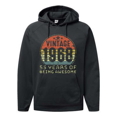 55 Year Old Birthday Vintage 1968 55th Birthday Performance Fleece Hoodie