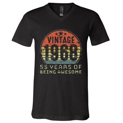 55 Year Old Birthday Vintage 1968 55th Birthday V-Neck T-Shirt