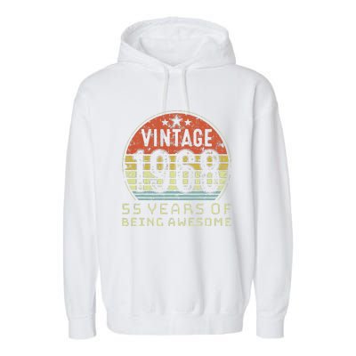 55 Year Old Birthday Vintage 1968 55th Birthday Garment-Dyed Fleece Hoodie