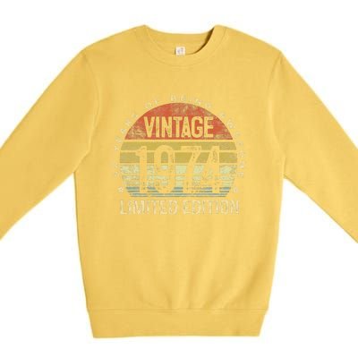 50 Year Old Gifts Vintage 1974 Limited Edition 50th Birthday Premium Crewneck Sweatshirt