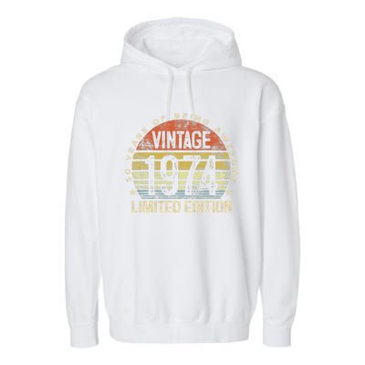 50 Year Old Gifts Vintage 1974 Limited Edition 50th Birthday Garment-Dyed Fleece Hoodie