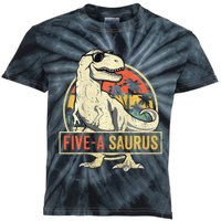 5 Year Old Dinosaur Birthday 5th T Rex Dino Five Saurus Kids Tie-Dye T-Shirt