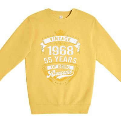 55 Year Old Gift Vintage 1968 55th Birthday Gift Premium Crewneck Sweatshirt