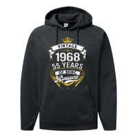 55 Year Old Gift Vintage 1968 55th Birthday Gift Performance Fleece Hoodie