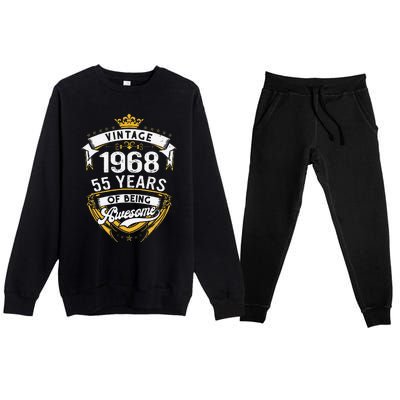 55 Year Old Gift Vintage 1968 55th Birthday Gift Premium Crewneck Sweatsuit Set