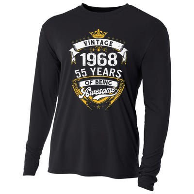 55 Year Old Gift Vintage 1968 55th Birthday Gift Cooling Performance Long Sleeve Crew