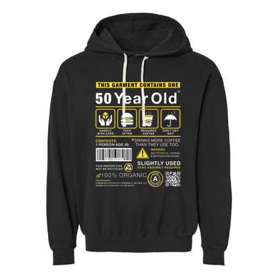 50 Year Old Package Contains Funny 50th Birthday Humor Garment-Dyed Fleece Hoodie