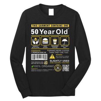 50 Year Old Package Contains Funny 50th Birthday Humor Long Sleeve Shirt