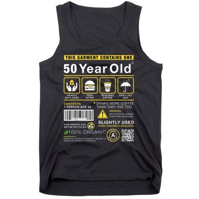 50 Year Old Package Contains Funny 50th Birthday Humor Tank Top