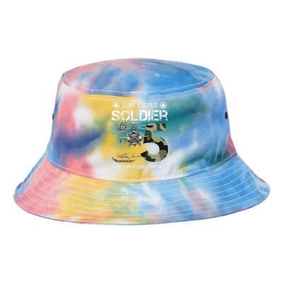 5 Year Old Soldier Camo Army Birthday Themed Military Family Tie Dye Newport Bucket Hat