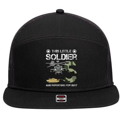 5 Year Old Soldier Camo Army Birthday Themed Military Family 7 Panel Mesh Trucker Snapback Hat