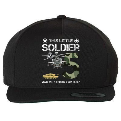 5 Year Old Soldier Camo Army Birthday Themed Military Family Wool Snapback Cap