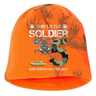 5 Year Old Soldier Camo Army Birthday Themed Military Family Kati - Camo Knit Beanie