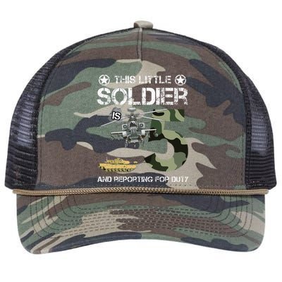 5 Year Old Soldier Camo Army Birthday Themed Military Family Retro Rope Trucker Hat Cap