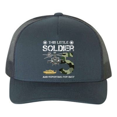 5 Year Old Soldier Camo Army Birthday Themed Military Family Yupoong Adult 5-Panel Trucker Hat