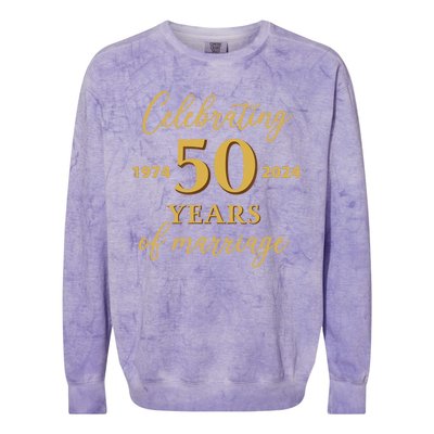 50 Years Of Marriage 1974 50th Wedding Anniversary Colorblast Crewneck Sweatshirt