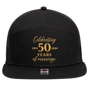 50 Years Of Marriage 1974 50th Wedding Anniversary 7 Panel Mesh Trucker Snapback Hat