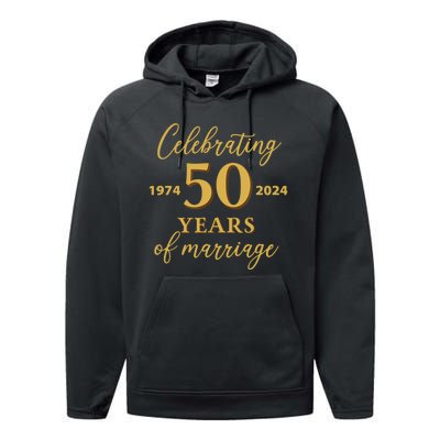 50 Years Of Marriage 1974 50th Wedding Anniversary Performance Fleece Hoodie