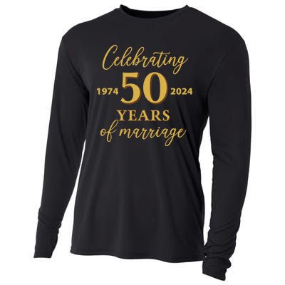 50 Years Of Marriage 1974 50th Wedding Anniversary Cooling Performance Long Sleeve Crew