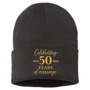 50 Years Of Marriage 1974 50th Wedding Anniversary Sustainable Knit Beanie