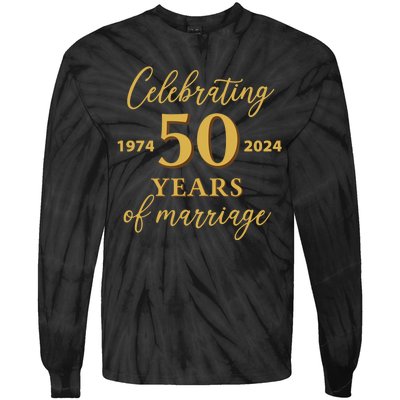 50 Years Of Marriage 1974 50th Wedding Anniversary Tie-Dye Long Sleeve Shirt