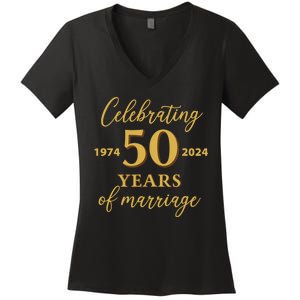 50 Years Of Marriage 1974 50th Wedding Anniversary Women's V-Neck T-Shirt