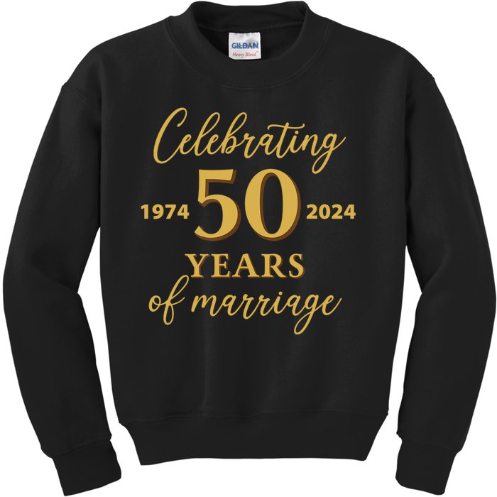 50 Years Of Marriage 1974 50th Wedding Anniversary Kids Sweatshirt