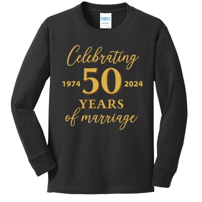 50 Years Of Marriage 1974 50th Wedding Anniversary Kids Long Sleeve Shirt