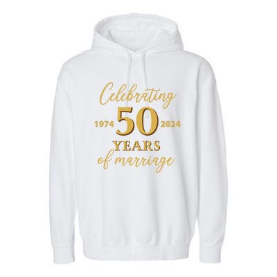 50 Years Of Marriage 1974 50th Wedding Anniversary Garment-Dyed Fleece Hoodie