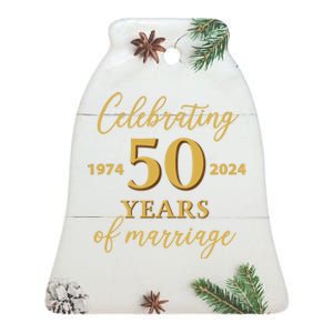 50 Years Of Marriage 1974 50th Wedding Anniversary Ceramic Bell Ornament