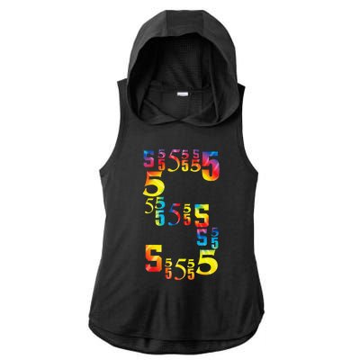 5 Year Old Birthday 5th BDay Number 5 Ladies PosiCharge Tri-Blend Wicking Draft Hoodie Tank