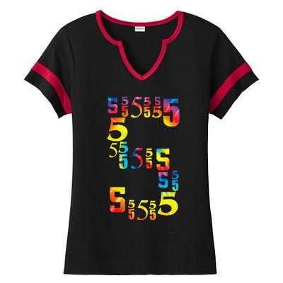 5 Year Old Birthday 5th BDay Number 5 Ladies Halftime Notch Neck Tee