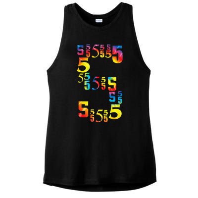 5 Year Old Birthday 5th BDay Number 5 Ladies PosiCharge Tri-Blend Wicking Tank