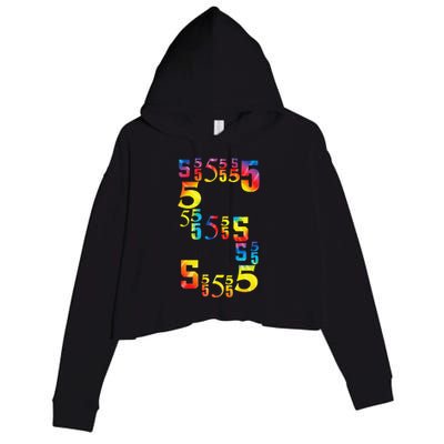 5 Year Old Birthday 5th BDay Number 5 Crop Fleece Hoodie