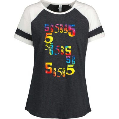 5 Year Old Birthday 5th BDay Number 5 Enza Ladies Jersey Colorblock Tee