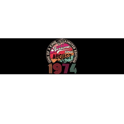 50 Years Old Vintage Retro August 1974 Birthday Bumper Sticker