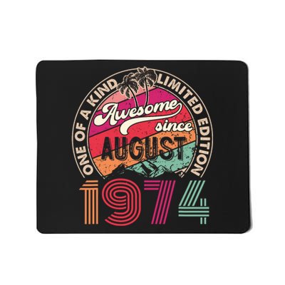 50 Years Old Vintage Retro August 1974 Birthday Mousepad