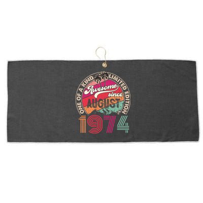 50 Years Old Vintage Retro August 1974 Birthday Large Microfiber Waffle Golf Towel