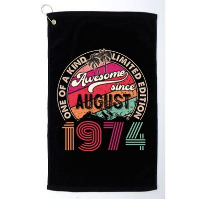 50 Years Old Vintage Retro August 1974 Birthday Platinum Collection Golf Towel