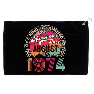 50 Years Old Vintage Retro August 1974 Birthday Grommeted Golf Towel