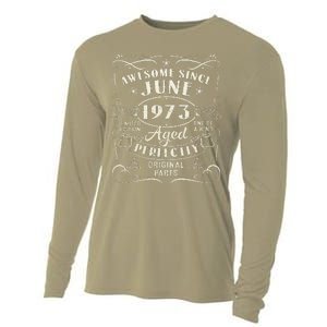 50 Year Old Awesome Since June 1973 50th Birthday (1) Cooling Performance Long Sleeve Crew