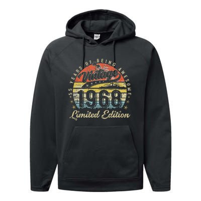 55 Year Old Gifts Vintage 1968 Limited Edition 55th Birthday Performance Fleece Hoodie