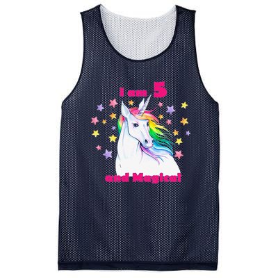 5 Year Old Birthday Number Unicorn Magical T Mesh Reversible Basketball Jersey Tank