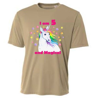 5 Year Old Birthday Number Unicorn Magical T Cooling Performance Crew T-Shirt