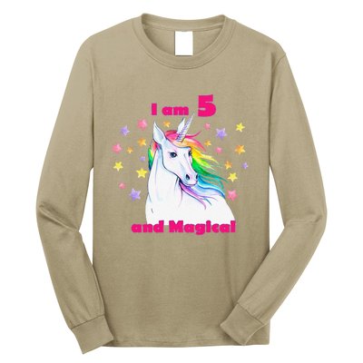 5 Year Old Birthday Number Unicorn Magical T Long Sleeve Shirt